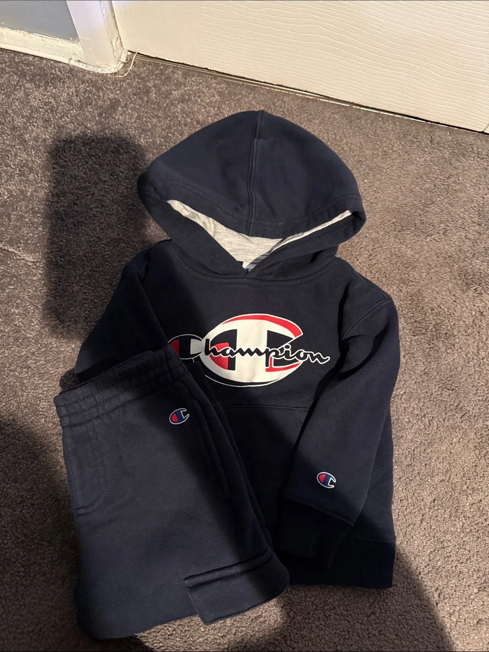 Champion Kids Navy Hoodie and Jogger Set with Logo